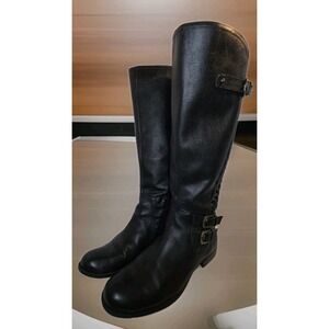 Naturalizer N5 Comfort Black Size 9.5M Wide Calf Knee High Leather Boots Riding